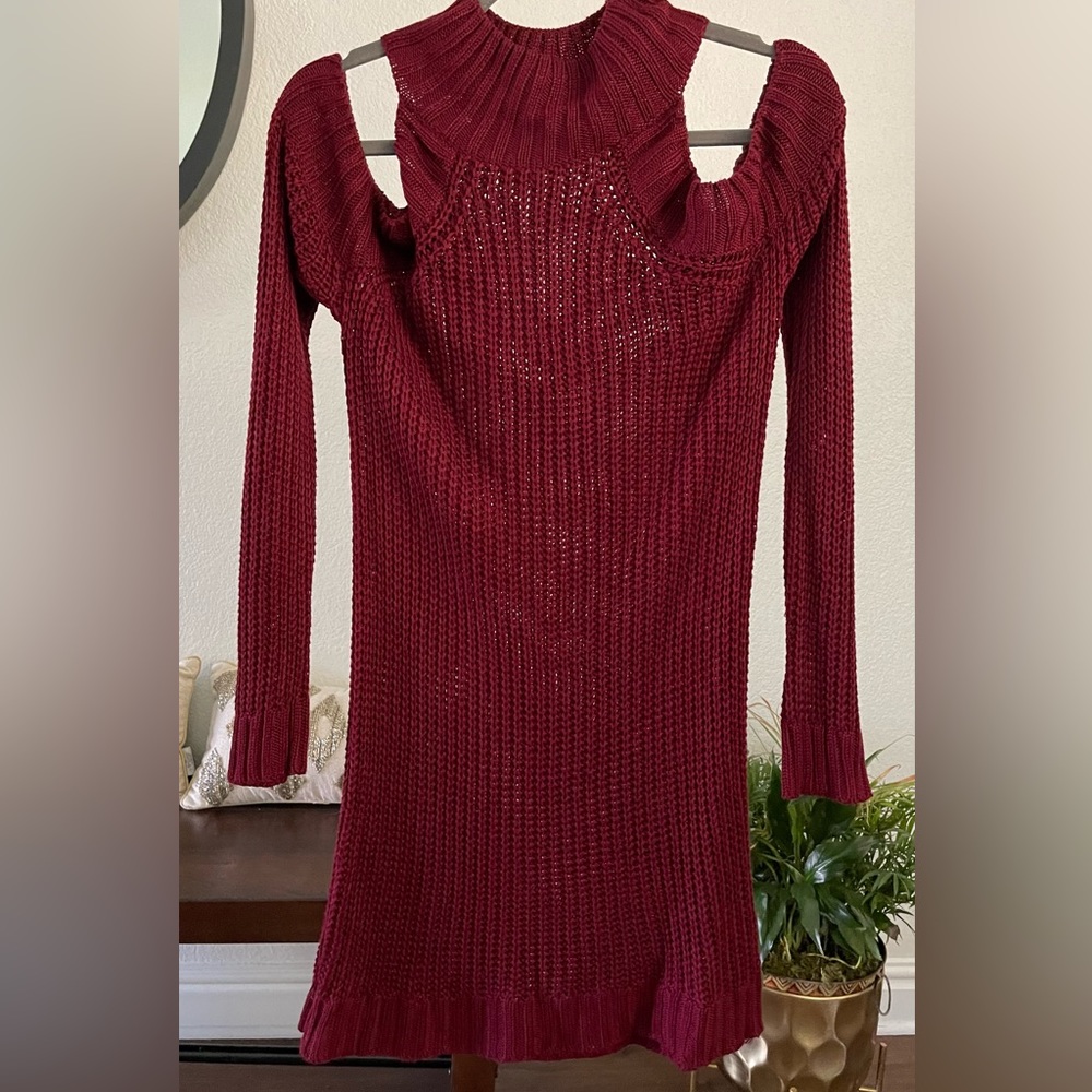 Dark Red sweater dress.